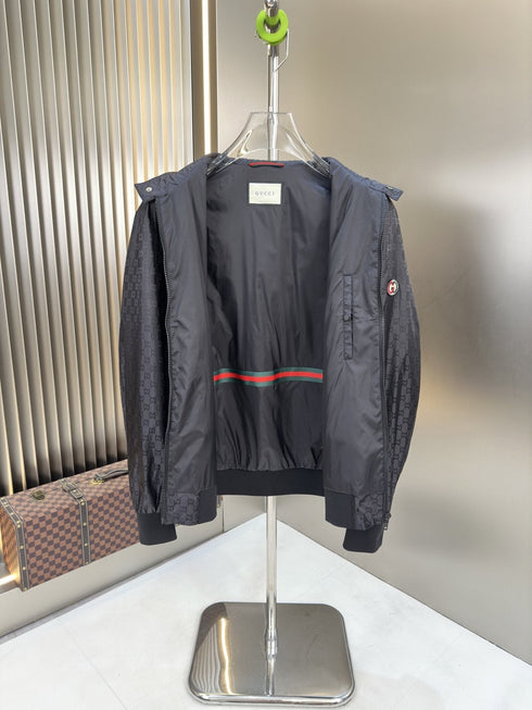 Gucci Tonal Monogram Zip-Front Bomber Jacket