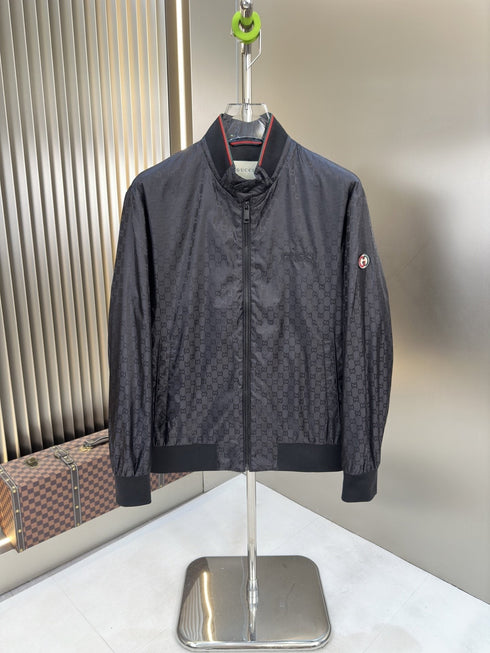 Gucci Tonal Monogram Zip-Front Bomber Jacket