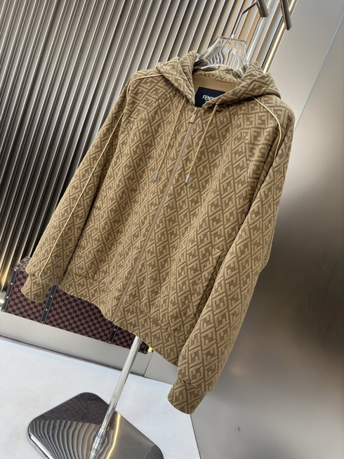 Fendi All-Over Monogram Full-Zip Hoodie