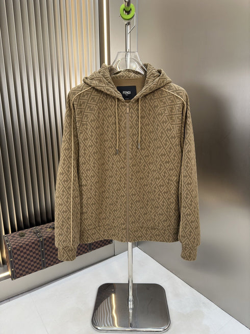 Fendi All-Over Monogram Full-Zip Hoodie