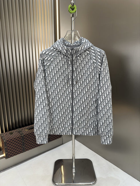 Dior Grey Monogram Hooded Zip Jacket