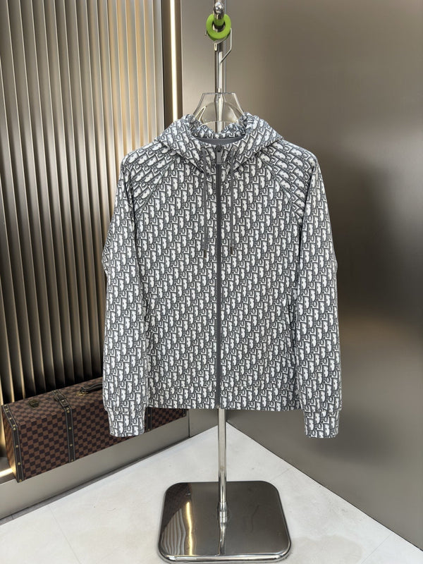 Dior Grey Monogram Hooded Zip Jacket