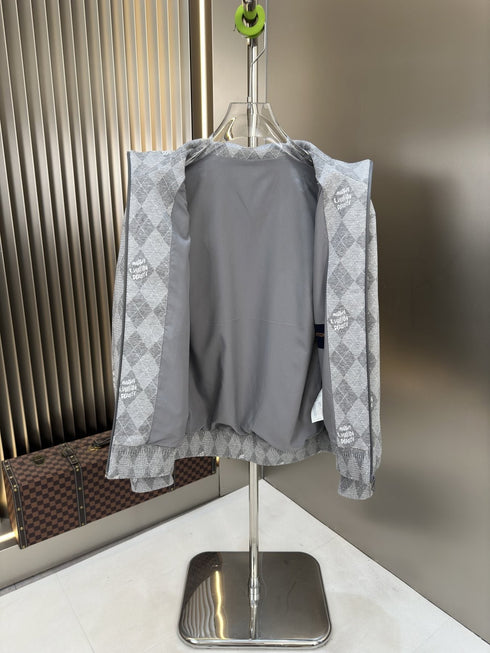 LV Grey Argyle Full-Zip Jacket