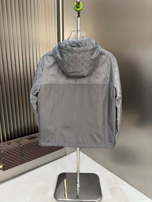 LV Hooded Patterned Panel Jacket
