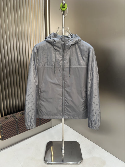 LV Hooded Patterned Panel Jacket
