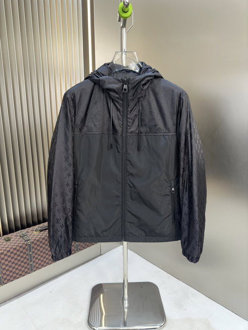 LV Hooded Patterned Panel Jacket