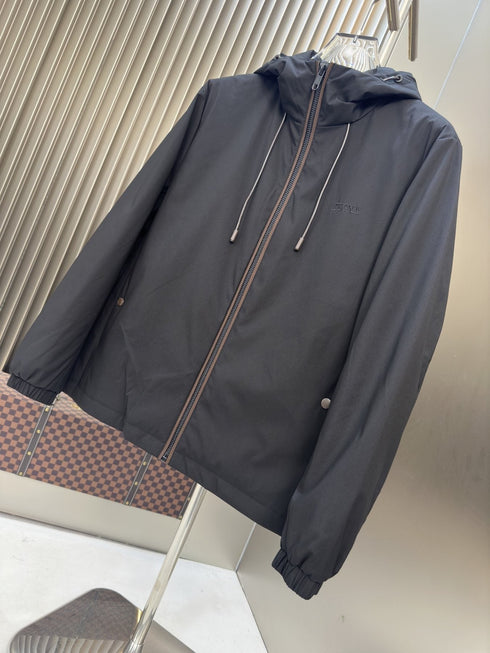 Zegna Hooded Asymmetric-Zip Jacket
