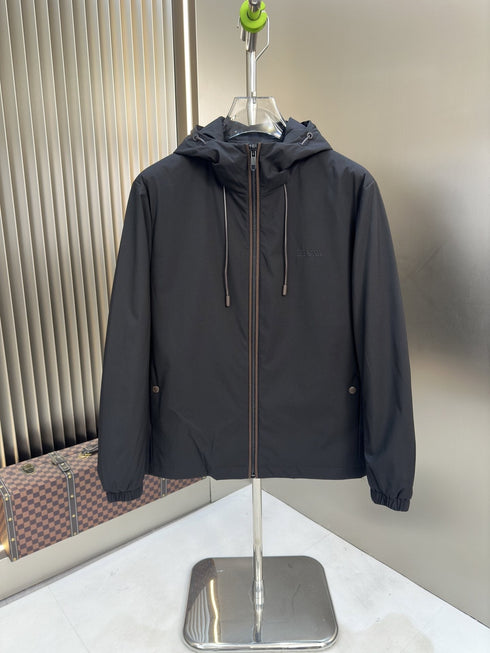 Zegna Hooded Asymmetric-Zip Jacket