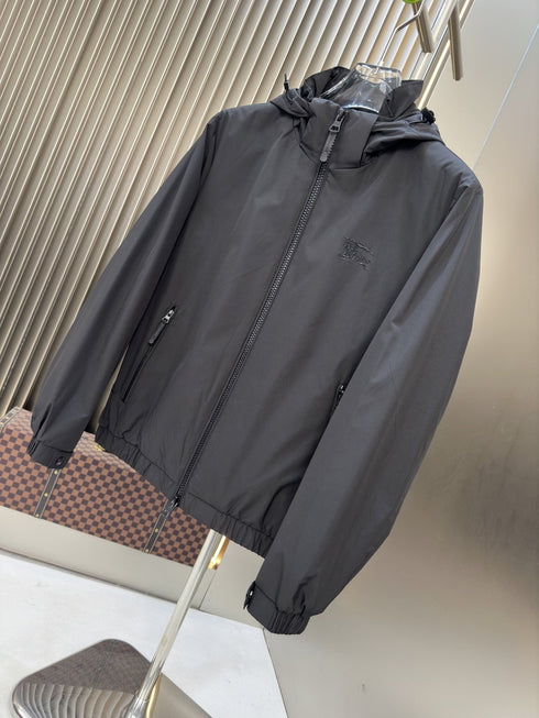 Burberry Hooded Checked-Lining Zip Jacket