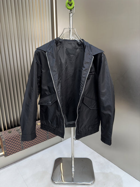Prada Black Zip-Front Collared Jacket