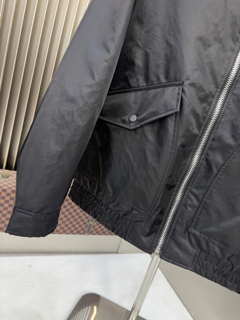 Prada Black Zip-Front Collared Jacket