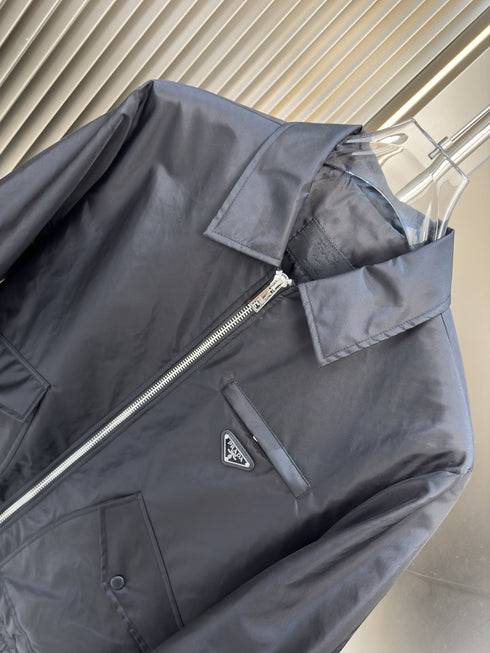 Prada Black Zip-Front Collared Jacket