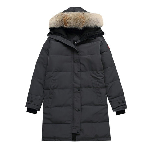 Canada Goose Long Quilted Fur-Trim Hood Puffer Jacket