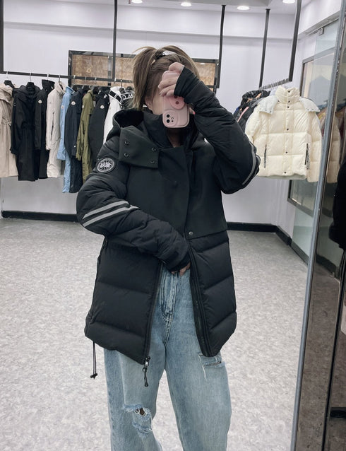Canada Goose Black Hooded Quilted Puffer Jacket