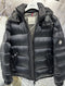 Moncler Black Glossy Hooded Puffer Coat