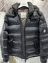 Moncler Black Glossy Hooded Puffer Coat