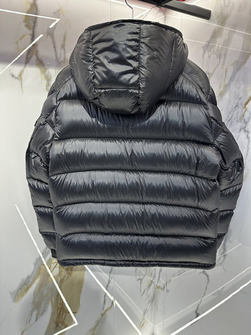 Moncler Black Glossy Hooded Puffer Coat
