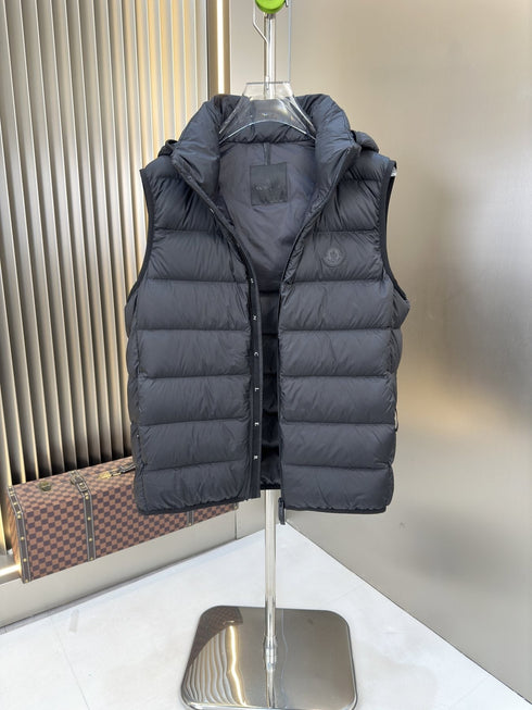Moncler Black Hooded Quilted Down Vest