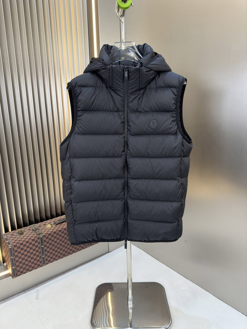 Moncler Black Hooded Quilted Down Vest