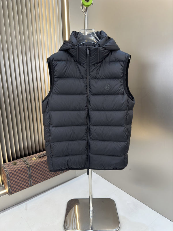 Moncler Black Hooded Quilted Down Vest