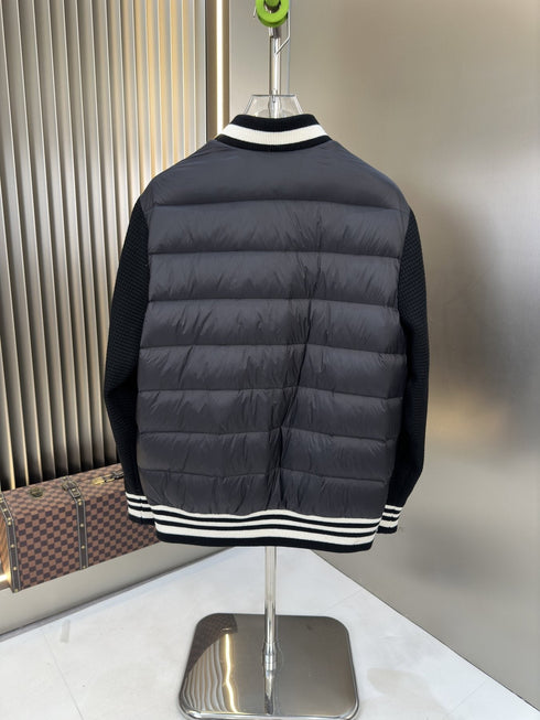 Moncler Black Striped-Trim Bomber Jacket