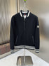 Moncler Black Striped-Trim Bomber Jacket