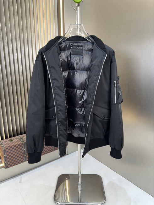 Prada Black Zip-Front Bomber Jacket