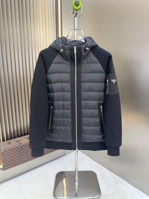 Prada Black Hooded Quilted Puffer Jacket