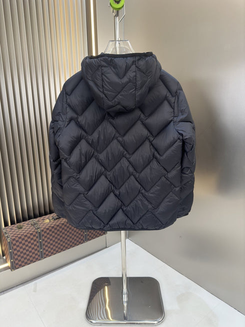 Moncler Chevron-Quilted Hooded Puffer Coat
