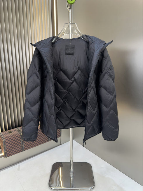 Moncler Chevron-Quilted Hooded Puffer Coat
