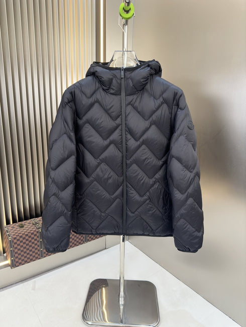 Moncler Chevron-Quilted Hooded Puffer Coat