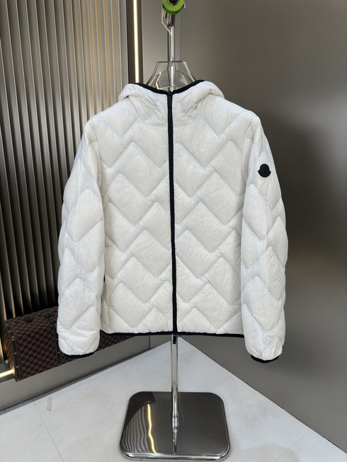 Moncler Chevron-Quilted Hooded Puffer Coat