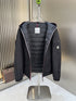 Moncler Black Hooded Contrast Zip Coat