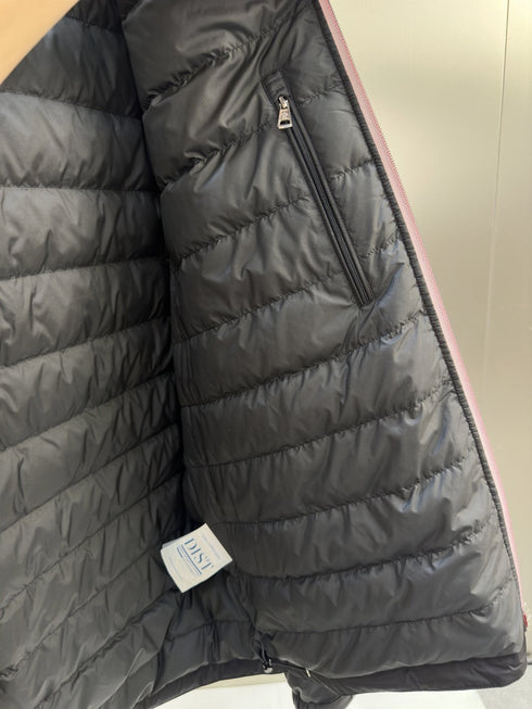 Moncler Black Hooded Contrast Zip Coat