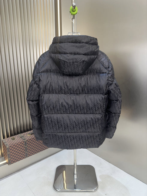 Dior Tonal Monogram Hooded Puffer Jacket