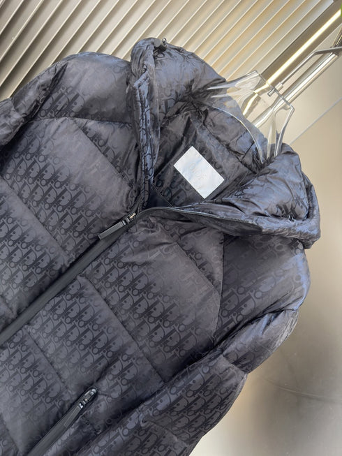 Dior Tonal Monogram Hooded Puffer Jacket