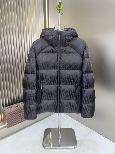 Dior Tonal Monogram Hooded Puffer Jacket