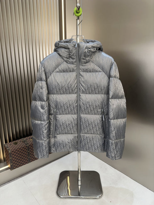 Dior Tonal Monogram Hooded Puffer Jacket