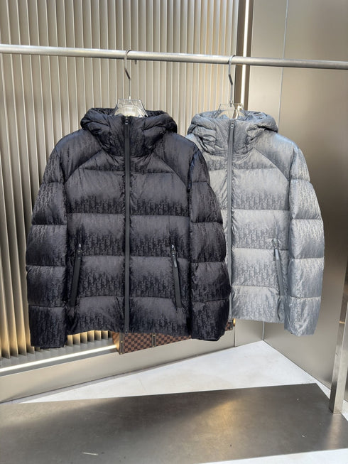 Dior Tonal Monogram Hooded Puffer Jacket
