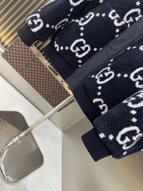 Gucci Navy Hooded Monogram Puffer Jacket