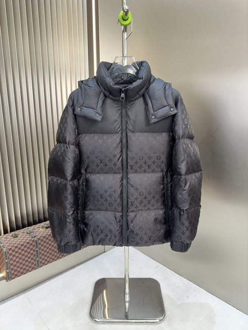 LV Hooded Tonal Monogram Puffer Coat