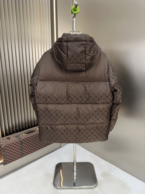 LV Hooded Tonal Monogram Puffer Coat