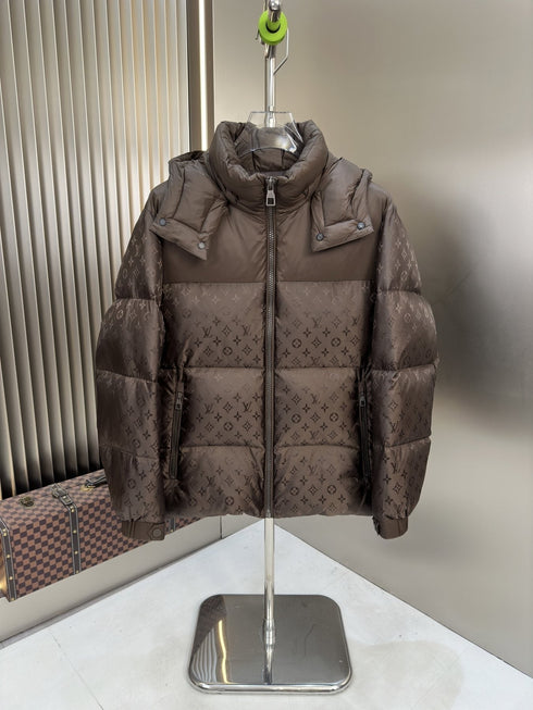 LV Hooded Tonal Monogram Puffer Coat