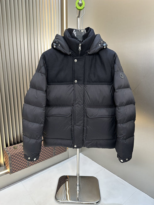 Moncler Black Hooded Quilted Puffer Coat