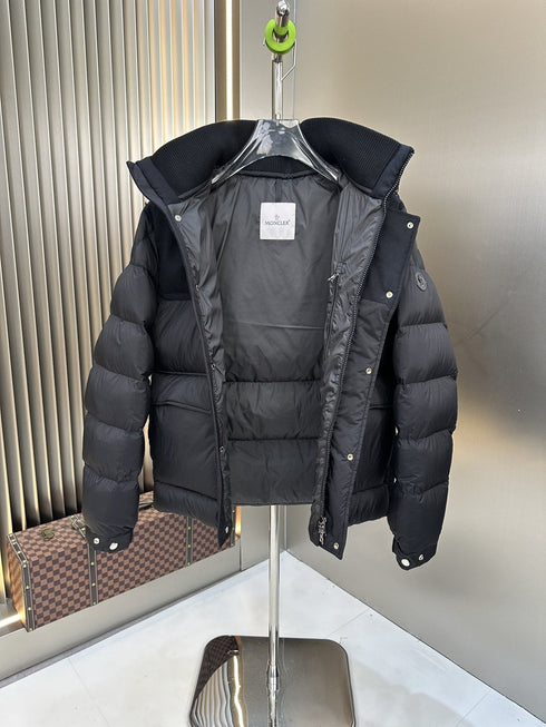 Moncler Black Hooded Quilted Puffer Coat