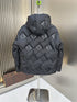 Fendi Black Hooded Tonal Geometric Puffer Jacket