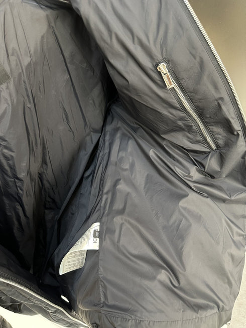 Fendi Black Hooded Tonal Geometric Puffer Jacket