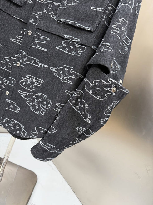LV Hooded Outline Print Jacket