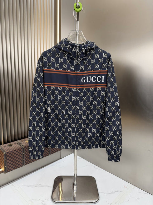 Gucci Hooded Contrast Stripe Jacket