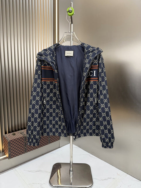 Gucci Hooded Contrast Stripe Jacket